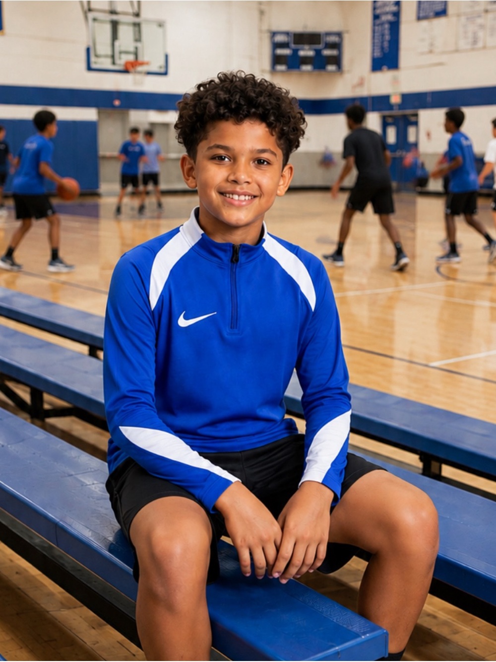 Nike Kids Blue Dri-Fit long sleeve shirt
